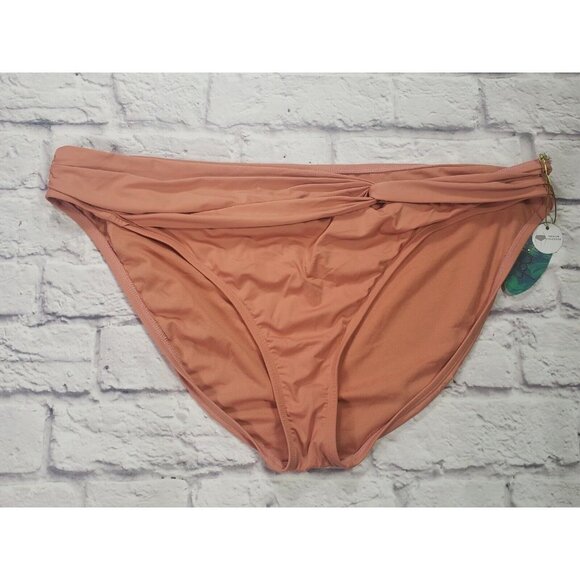 Mynah Womens Coral Medium Coverage Twisted Front Bikini Swimsuit Bottom Size XXL - Picture 1 of 5